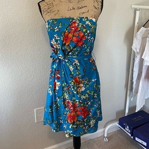 Express brand Hawaiian style wedding guest dress.